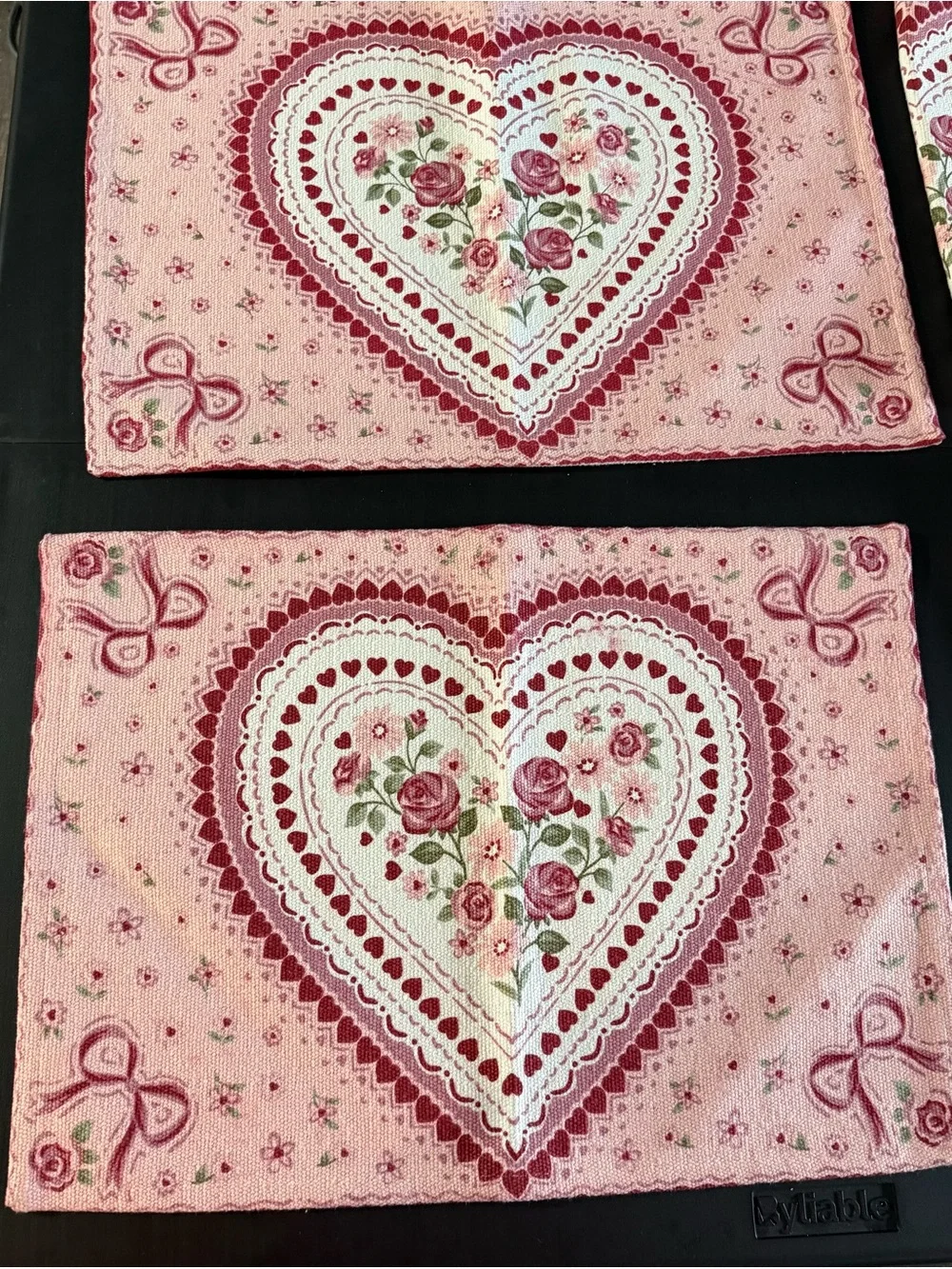 Pink Heart Rose Placemats - Set of 4